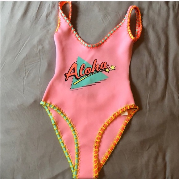 NWT TOPSHOP Aloha Swimsuit One piece 🌈☀️💗US Sz 4 - Picture 6 of 8